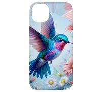 Daisy Hummingbird Flower Pink White Floral Humming Bird Blue Coque pour iPhone 14 Plus