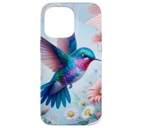 Daisy Hummingbird Flower Pink White Floral Humming Bird Blue Coque pour iPhone 14 Pro Max