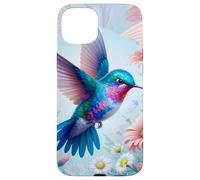 Daisy Hummingbird Flower Pink White Floral Humming Bird Blue Coque pour iPhone 15 Plus