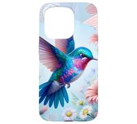 Daisy Hummingbird Flower Pink White Floral Humming Bird Blue Coque pour iPhone 15 Pro