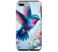 Daisy Hummingbird Flower Pink White Floral Humming Bird Blue Coque pour iPhone 7 Plus/8 Plus