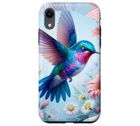 Daisy Hummingbird Flower Pink White Floral Humming Bird Blue Coque pour iPhone XR