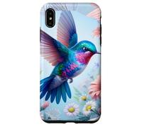 Daisy Hummingbird Flower Pink White Floral Humming Bird Blue Coque pour iPhone XS Max
