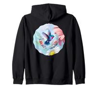 Daisy Hummingbird Flower Pink White Floral Humming Bird Blue Sweat à Capuche