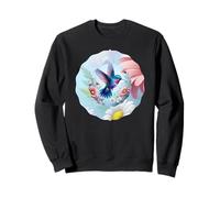 Daisy Hummingbird Flower Pink White Floral Humming Bird Blue Sweatshirt