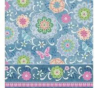 Daisy Lot de 20 serviettes en papier de soie 3 plis Motif floral Bleu 33 x 33 cm