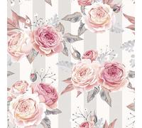Daisy Lot de 20 serviettes en papier de soie 3 plis pour découpage, déjeuner - 33 x 33 cm (roses roses à rayures grises)