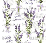 DAISY Lot de 20 serviettes en papier de soie à 3 plis Motif fleurs printanières pour le découpage et le déjeuner - 33 x 33 cm (Saison de la lavande en Provence)