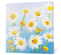 Daisy Lot de 20 serviettes en papier de soie triple épaisseur pour découpage, déjeuner, 33 x 33 cm (jolies marguerites sur fond bleu)