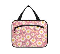 Daisy Magenta Sac à cosmétiques de voyage avec crochet Designer étanche à suspendre Maquillage pour papa Voyage bolso de viaje para Mujer, Magenta marguerite, M, Décontracté
