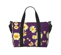 Daisy Purple Flowers Sac de voyage à bandoulière Sac à main à bandoulière Sac de sport et de fitness Sac de week-end Sac de nuit, noir, One Size