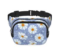 Daisy Sac banane carré double couche avec sangle réglable pour course à pied, voyage, randonnée Bleu, Noir , Taille unique