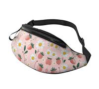 Daisy Sac banane unisexe à taille réglable Motif fraises Rose tendance Sac à bandoulière imprimé pour festivaliers Sac compact antivol pour téléphones et objets de valeur 14 x 35 cm, A4, Taille unique