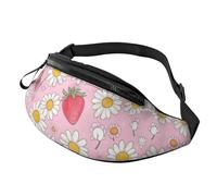 Daisy Sac Banane Unisexe Rose à Taille réglable avec imprimé Fraises pour Cyclistes - Sac Facile d'accès pour clés, Cartes et gels énergétiques 14 x 35 cm