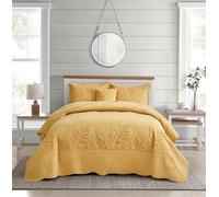 DaisyHuang Parure de lit surdimensionnée botanique pour très Grand lit, 4 pièces, Couvre-lit élégant et Frais, réversible, léger, 4 pièces, doré Miel