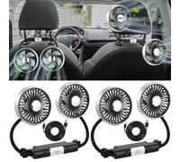 DaisyInner Lot de 2 ventilateurs de refroidissement pour siège arrière de voiture - Rotation à 360 degrés - Avec lumière LED USB - Pour SUV, camping-car, berline, fourgonnette de croisière, bateau
