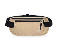 DAITET Ceinture porte-monnaie - Portefeuille de voyage caché sécurisé avec blocage RFID, sac banane Undercover, Noir/beige, Rfid Blocking & Belt Wide:1.45inch, Blocage RFID et largeur de la ceinture :