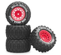 daitoku Pneus et roues de voiture télécommandée 1/16 12 mm Hex RC Truck pour MiniX Mini XRT 1/16 MJX 16207 16210 16209 16208 HSP 94186 Traxxas E-Revo LOSI 1/18 Mini LMT - Style B (rouge)