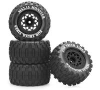 daitoku Pneus et roues hexagonaux 12 mm pour miniX Mini XRT 1/16 MJX 16207 16210 16209 16208 HSP 94186 Traxxas E-Revo LOSI 1/18 Mini LMT - Style A (Noir)