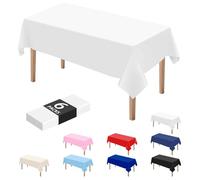 DaiUni Lot de 6 nappes rectangulaires jetables en plastique blanc pour fêtes 137,2 x 274,3 cm