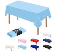 DaiUni Lot de 6 nappes rectangulaires jetables en plastique bleu clair pour fêtes 137,2 x 274,3 cm