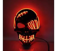 DAIVARNING Halloween Masque LED Masque de Crâne Lumière Mask de Fantôme Horreur Halloween Cosplay Masque de Squelette Lumineux Néon Effrayant pour Adultes Hommes Femmes (G)