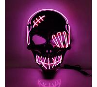 DAIVARNING Halloween Masque LED Masque de Crâne Lumière Mask de Fantôme Horreur Halloween Cosplay Masque de Squelette Lumineux Néon Effrayant pour Adultes Hommes Femmes (D)