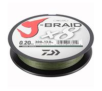Daiwa 2 pcs J-Braid 8 Braid 0.20mm, 13,0kg/29,0lbs, 300m Vert foncé (Doublé pièce)