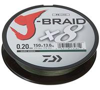 Daiwa 2 pcs J-Braid 8 Braid 0.22mm, 17,0kg/27,5lbs, 150m Vert foncé (Doublé pièce)