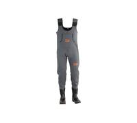 Daiwa D-VEC Waders en néoprène 4 mm, genoux renforcés, poche de poitrine, bottes robustes avec tige en acier, gris, pour pêcheurs (taille 44/45)