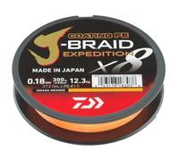 DAIWA J-Braid Expedition X8E, 0,35 mm, 36,0 kg/79,5 lbs, 300 m, Smash Orange, Ligne tressée, 12550-135
