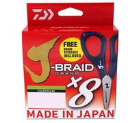 Daiwa J-Braid Grand X8E 0.13mm-270m Chartreuse with Scissors Tresse avec ciseaux