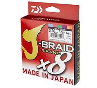 Daiwa J-Braid Grand X8E 0.28mm, 26.5kg/58.0lbs, 300m, Multicolore, Ligne de Pêche Tressée, 12795-128