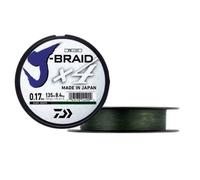 Daiwa Moulinet pour la pêche J-Braid X4, Dark Green, 135m, 0,07–0,25 mm, tresse fabriquée au Japon