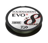 Daiwa Tournament X8 Braid Evo+ 0.14mm, 10.2kg/22.4lbs, 270m, Vert Foncé, Ligne de Pêche Tressée, 12760-114