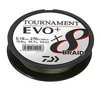 Daiwa Tournament X8 Braid Evo+ 0.26mm, 19.8kg/43.7lbs, 270m, Vert Foncé, Ligne de Pêche Tressée, 12760-126