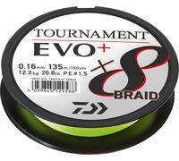 DAIWA Tournament x8 Braid EVO+, 900m, 0,14mm, 10.2kg / 22,49lbs, chartreuse, ligne de pêche tressée, 12761-214
