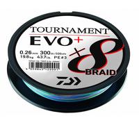 DAIWA Tournament X8 Braid EVO+ Tresse 0,16mm 300m Multi-Color 12,2kg