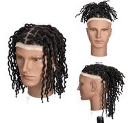 Daixi 8x10 pouces Transparent Full Lace Base Afro Curly Dreadlock Extensions Toupee pour hommes et femmes 56 mches de 0,4 cm