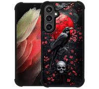 DAIZAG Coque pour Samsung Galaxy S23 FE, quatre coins, anti-glisse, absorption des chocs, coque de protection pour filles et garçons, pleine lune, tête de mort, fleur