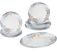 Dajar Arcopal Florine Service de table 19 pièces, verre, blanc, rouge, bleu, jaune, 33 x 33 x 31 cm, unités