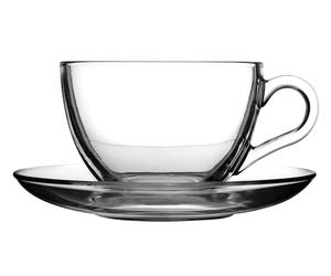 dajar Halolux avec 6 x Tasses 6 x soucoupes Pasabahce Basic, 200 ML