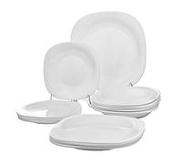 Dajar LUMINARC Service de Table en Verre trempé 18 pièces Gris/Blanc