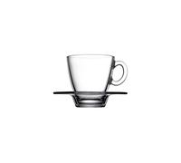 Dajar Pasabahce Aqua Service de Tasses à Cappuccino avec Assiettes, Verre, Transparent, 6 pièces