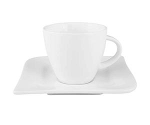 Dajar Vague Café Ensemble de 12 pièces., Porcelaine, Blanc, 46,5 x 16 x 9 cm - unités