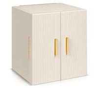 Dajasan Boite a Bijoux, Grande Boite a Bijoux Femme avec 3 Tiroirs, Boite à Bijoux avec Miroir pour Coiffeuse, Cuir à Grain Vertical, Idée Cadeau pour Femme, Fille (Beige)