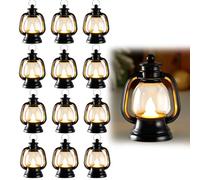 DAJASD 12 Paquet Mini Lanternes avec Clignotement LED Bougie, Bougie Lanternes Suspendu, Petite Lanterne Décoration Festive Décoratif pour Halloween, Noël, fête de Mariage (Noir)