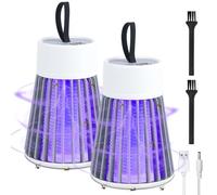 DAJASD 2pcs Lampe Anti Moustique, 2 en 1 Anti Moustique Electrique Exterieur Interieur, USB Rechargeable Appareil Ant Moustiqu 360°, Électrique Ant Moustiqu UV for Home Camping Picnic