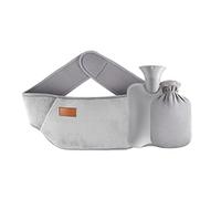DAJASD 3 en 1 Bouillotte eau Chaude, Bouillotte avec Housse de Taille Douce, Bouillotte Ceinture Pour le Soulagement des Douleurs Abdominales et Epaules (Grau)