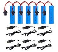 DAJASD Batterie 14500 Rechargeables, 6 pièces 3.7V 800mah Rechargeable avec Prise SM-2P avec Chargeur USB, Batterie Rechargeable pour Voiture télécommandée, Bateaux, réservoirs, Robots